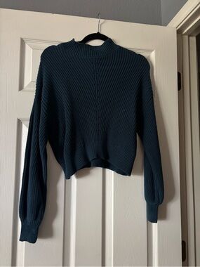 Forever 21 Deep Teal Ribbed Mock-Neck Sweater